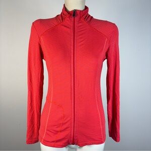 Lolë Women's S Red Pink Striped Athletic Tee UPF 50+ Wicking